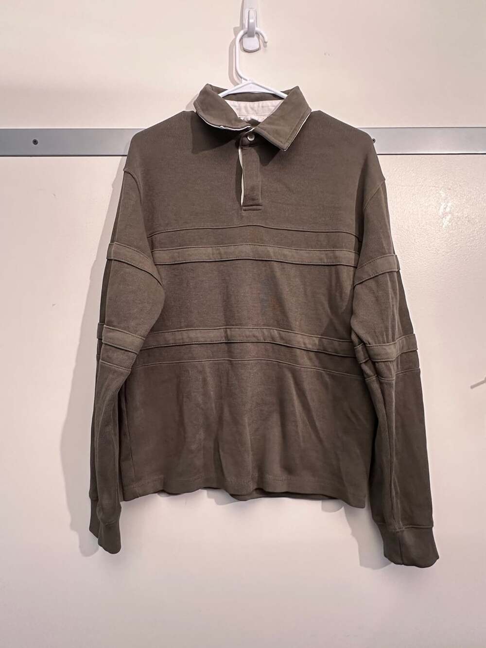 Standard Cloth Long Sleeve Rugby Polo Size M Olive Green Urban Outfitters